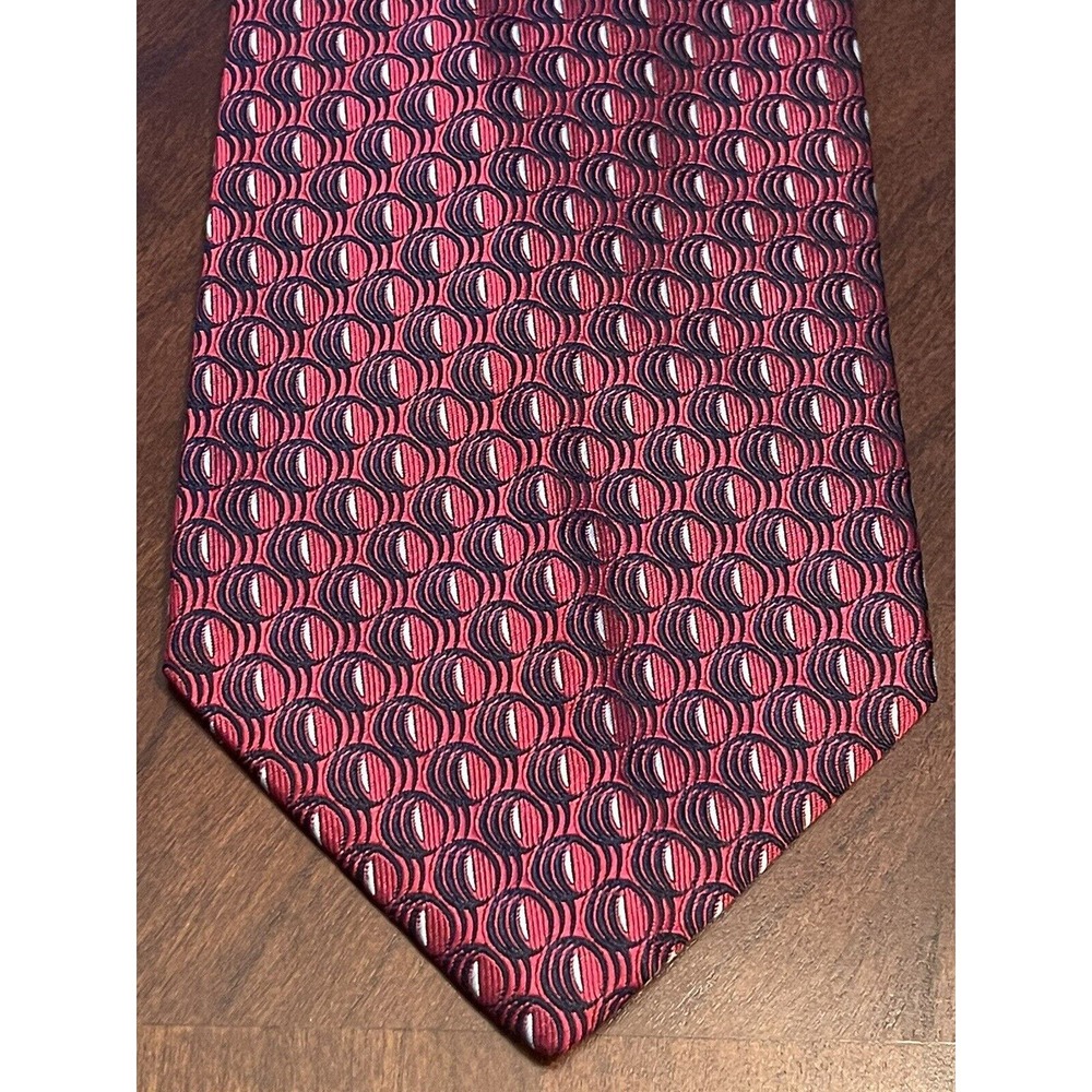 Feraud Louis Feraud Red Black 100% Silk Men’s Neck Tie Made In Usa